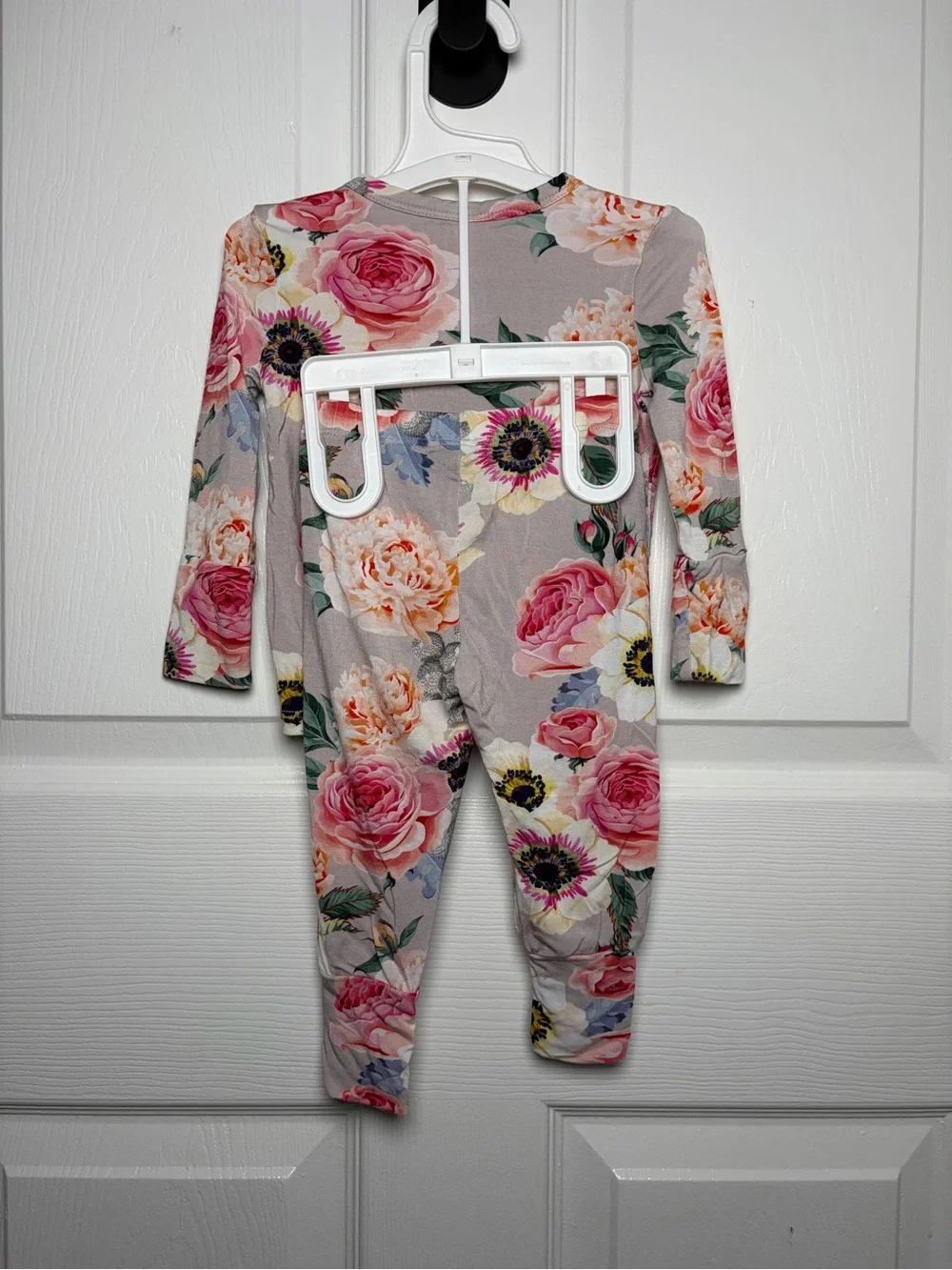 Posh Peanut French Gray Floral Bamboo Pajama Set 6-12M